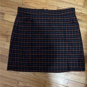 LOFT Plaid Black and Red Mini Skirt